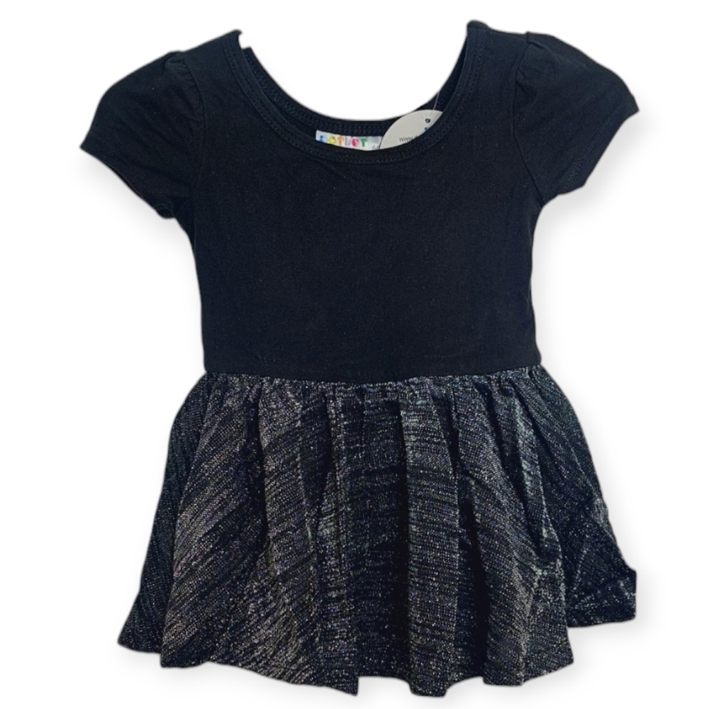 Dot Dot Smile Dress Baby Girl Size 6 12 months Black Silver Cap Dress